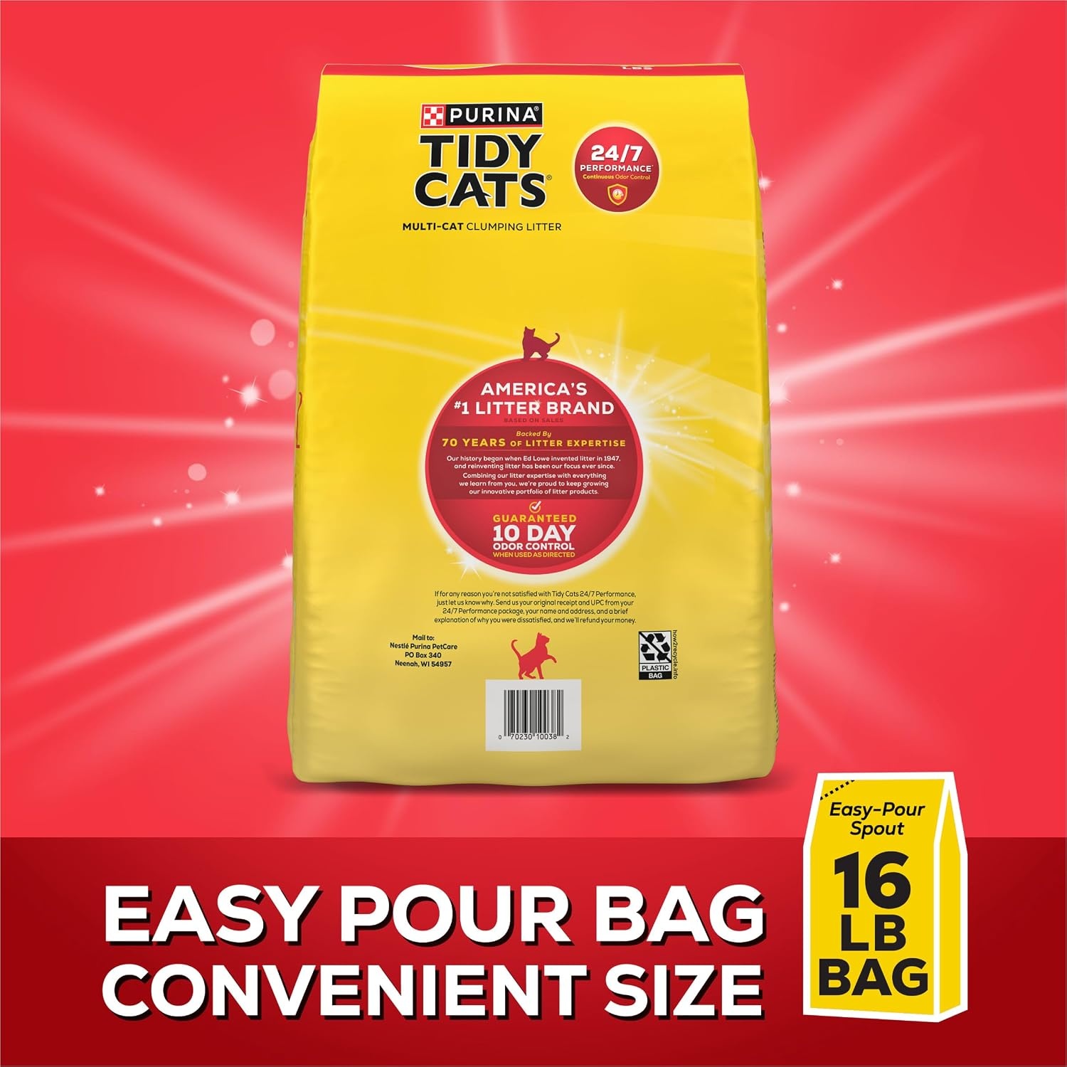 image:imagePurina Tidy Cats 247 Performance Clumping Cat Litter 38 lb Box Clean Linen scent with a slowrelease deodorizer guaranteed 10day control16 Pound Pack of 2