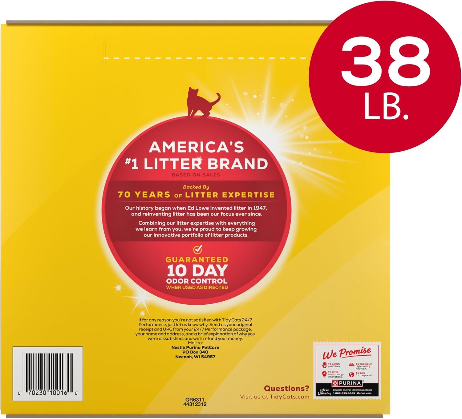 image:imagePurina Tidy Cats 247 Performance Clumping Cat Litter 38 lb Box Clean Linen scent with a slowrelease deodorizer guaranteed 10day control38 Pound Pack of 1