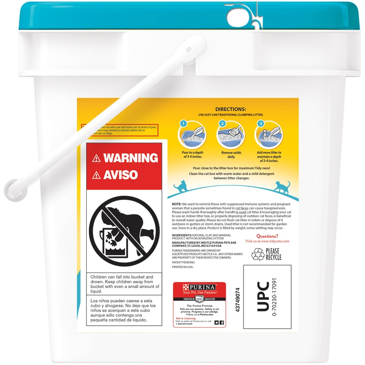 image:imagePurina Tidy Cats LightWeight 4in1 Strength Cat Litter 17 lb 999 dustfree formula 21day odor control tight clumping for multicat homes easy to carry1200 Pound Pack of 1