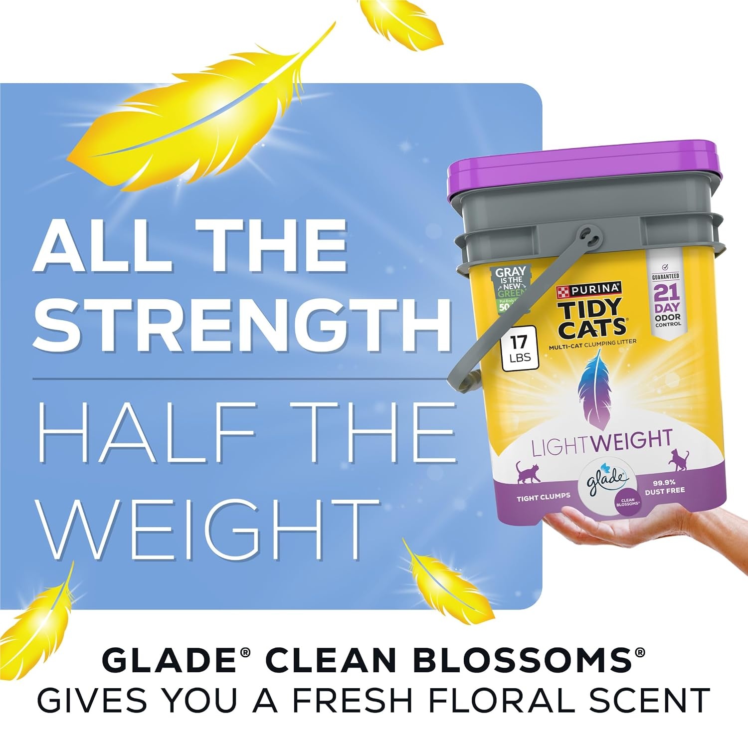image:imagePurina Tidy Cats LightWeight 4in1 Strength Cat Litter 17 lb 999 dustfree formula 21day odor control tight clumping for multicat homes easy to carry17 Pound Pack of 1