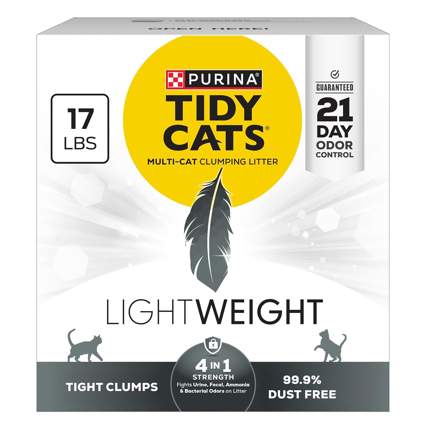 image:imagePurina Tidy Cats LightWeight 4in1 Strength Cat Litter 17 lb 999 dustfree formula 21day odor control tight clumping for multicat homes easy to carry17 Pound Pack of 1
