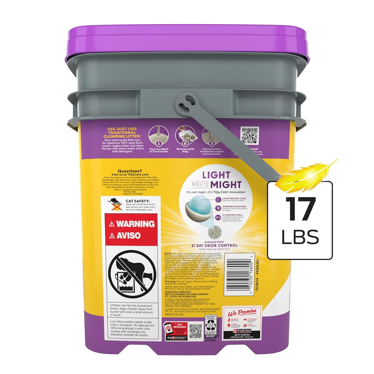 image:imagePurina Tidy Cats LightWeight 4in1 Strength Cat Litter 17 lb 999 dustfree formula 21day odor control tight clumping for multicat homes easy to carry17 Pound Pack of 1