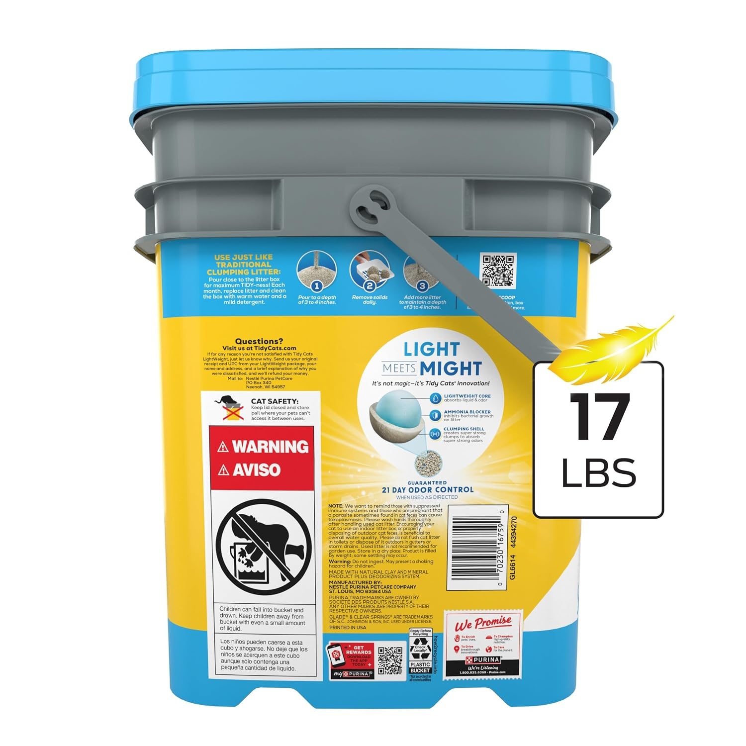 image:imagePurina Tidy Cats LightWeight 4in1 Strength Cat Litter 17 lb 999 dustfree formula 21day odor control tight clumping for multicat homes easy to carry17 Pound Pack of 1