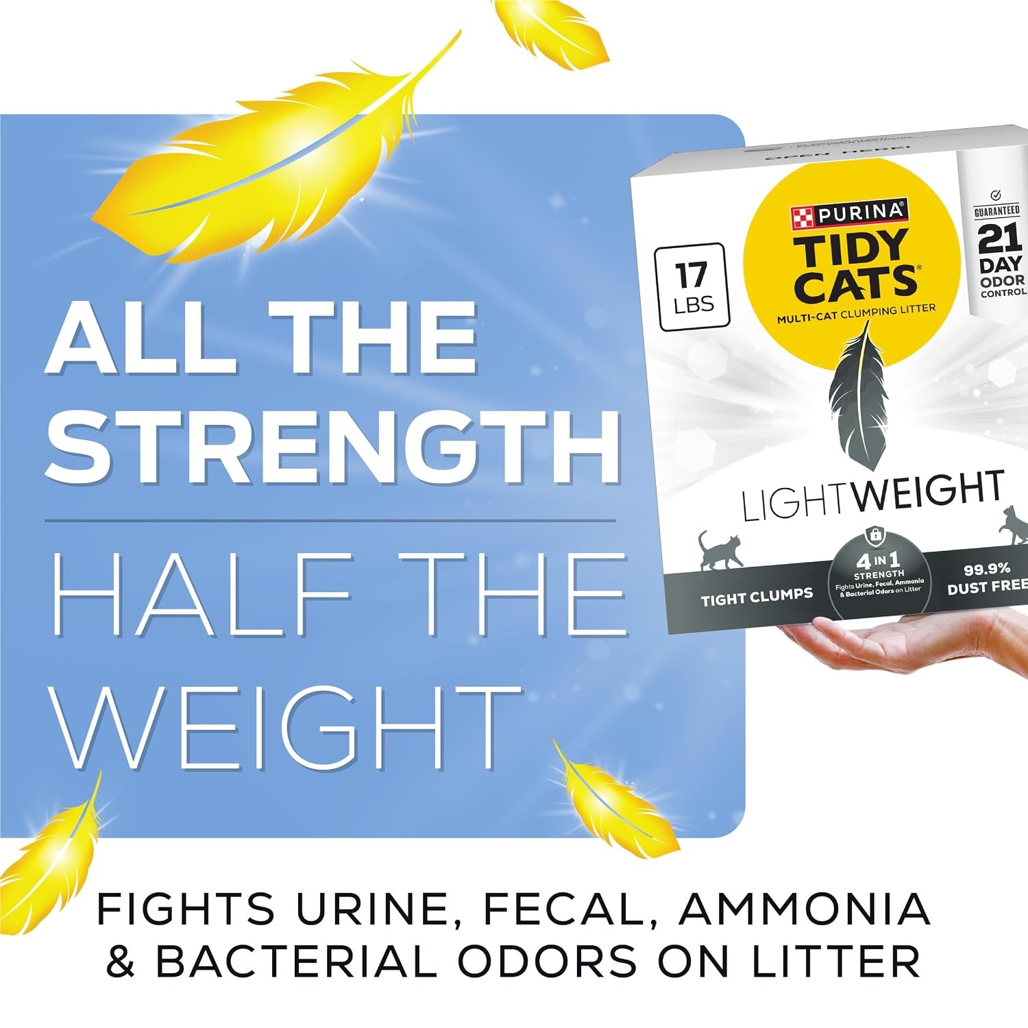 image:imagePurina Tidy Cats LightWeight 4in1 Strength Cat Litter 17 lb 999 dustfree formula 21day odor control tight clumping for multicat homes easy to carry17 Pound Pack of 1