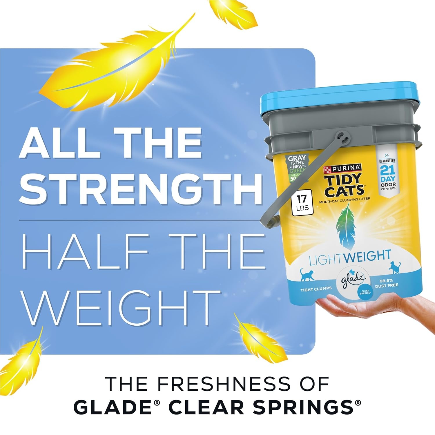 image:imagePurina Tidy Cats LightWeight 4in1 Strength Cat Litter 17 lb 999 dustfree formula 21day odor control tight clumping for multicat homes easy to carry17 Pound Pack of 1