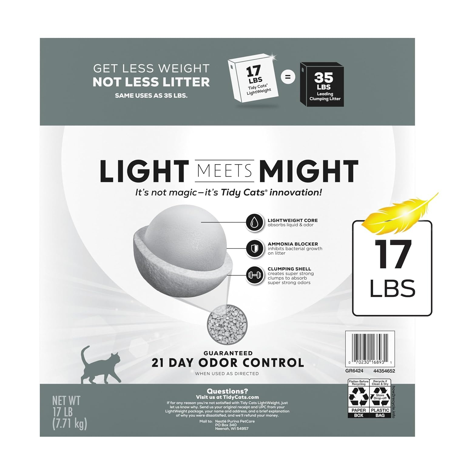 image:imagePurina Tidy Cats LightWeight 4in1 Strength Cat Litter 17 lb 999 dustfree formula 21day odor control tight clumping for multicat homes easy to carry17 Pound Pack of 1