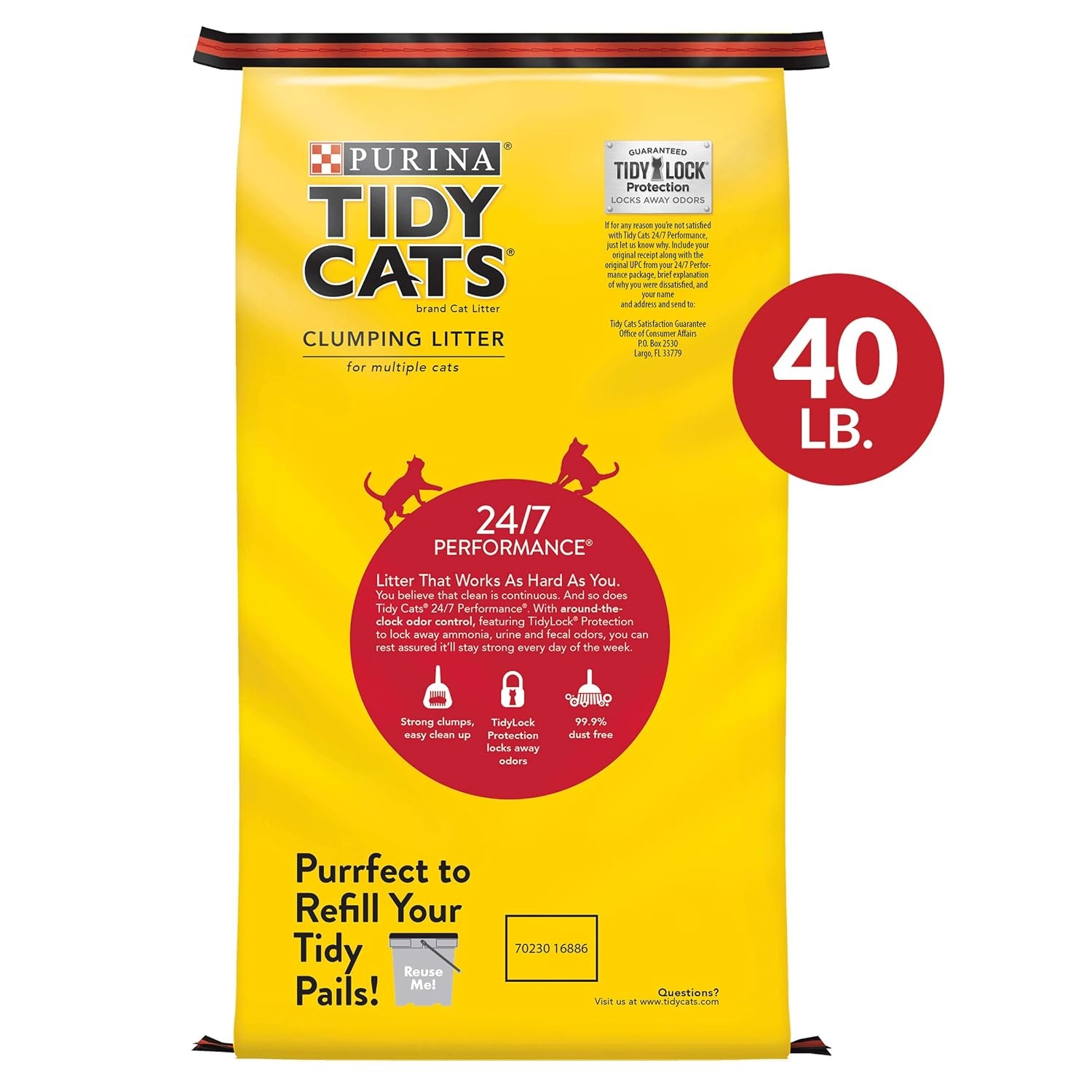 image:imagePurina Tidy Cats LightWeight 4in1 Strength Cat Litter 17 lb 999 dustfree formula 21day odor control tight clumping for multicat homes easy to carry40 Pound Pack of 1