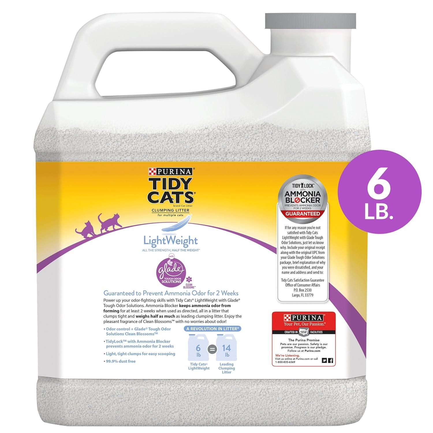 image:imagePurina Tidy Cats LightWeight 4in1 Strength Cat Litter 17 lb 999 dustfree formula 21day odor control tight clumping for multicat homes easy to carry600 Pound Pack of 1