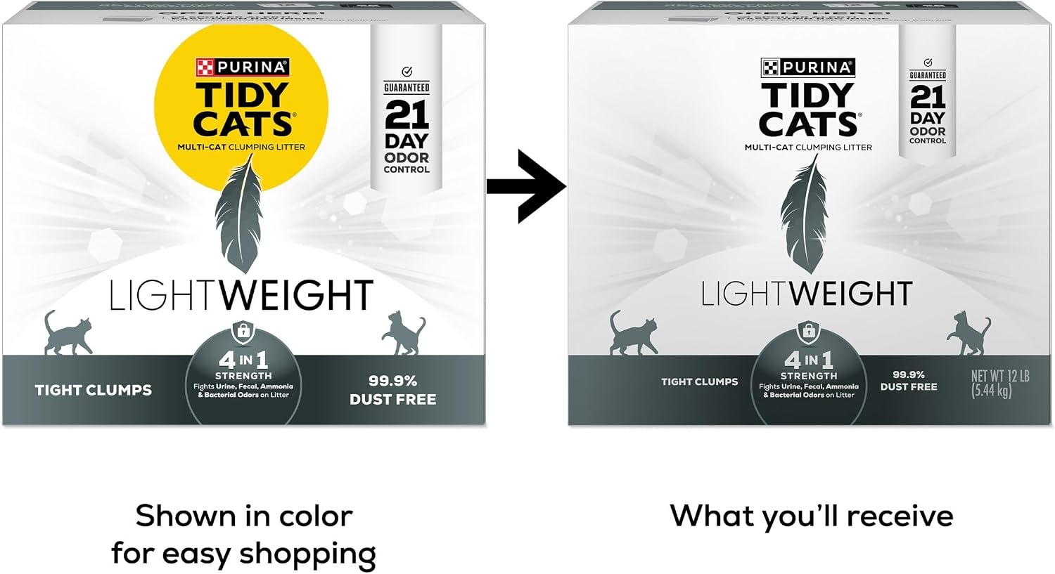 image:imagePurina Tidy Cats Lightweight 4in1 Strength MultiCat Cat Litter Odor Control Clumping 999 Percent Dust Free 12 lb Box12 Pound Pack of 1