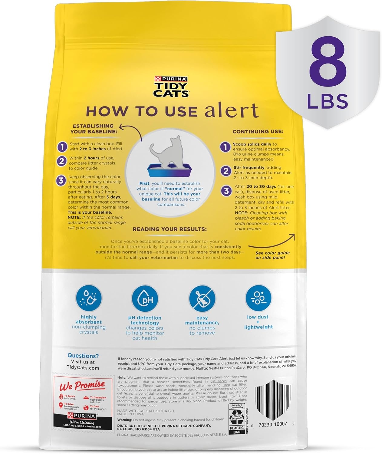 image:imagePurina Tidy Cats Tidy Care Alert Cat Health Monitoring Non Clumping Cat Litter with Silica Crystals 8 Pound Pack of 28 Pound Pack of 1