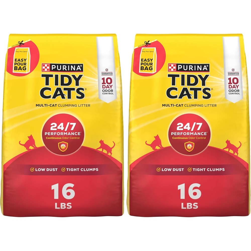 image:imagePurina Tidy Cats 247 Performance Clumping Cat Litter 38 lb Box Clean Linen scent with a slowrelease deodorizer guaranteed 10day control16 Pound Pack of 2
