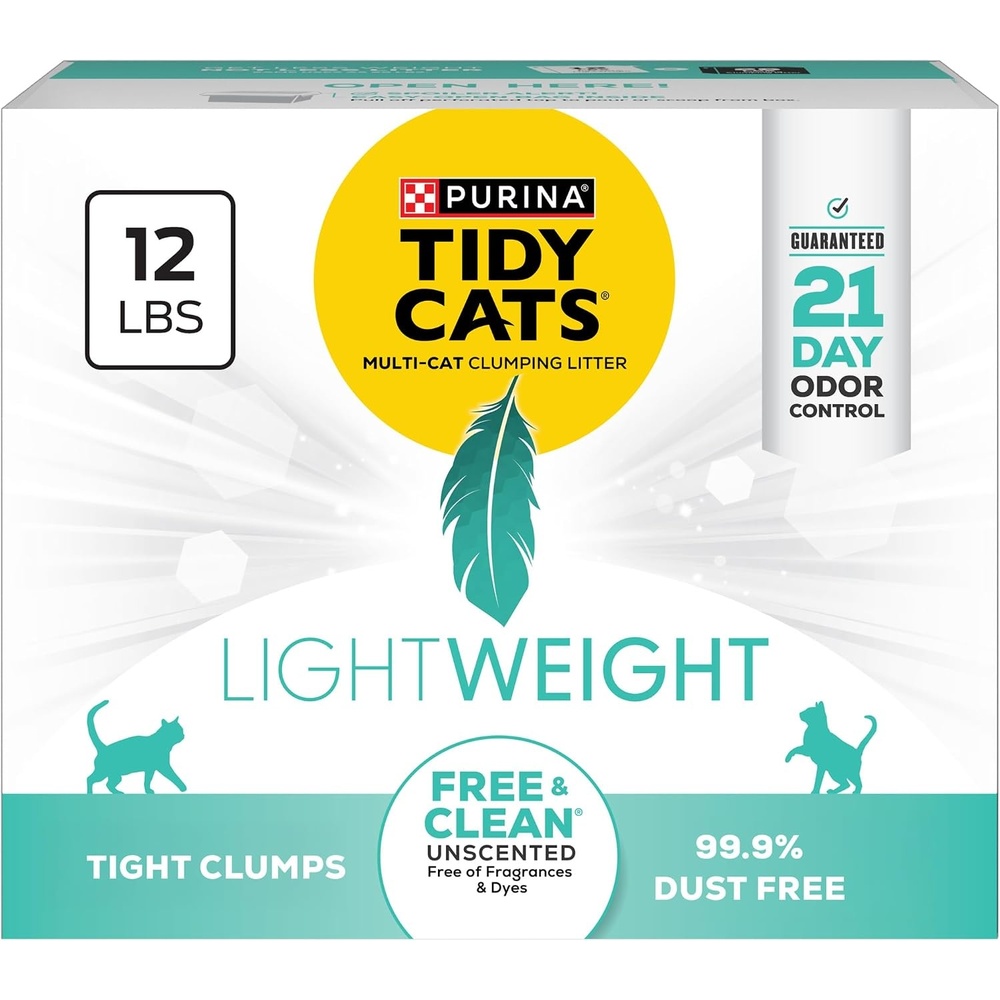 image:imagePurina Tidy Cats Low Dust Clumping Cat Litter LightWeight Free amp Clean Unscented Multi Cat Litter  17 lb Box  Unscented charcoalpowered formula offers 21day odor control and tight dustfree clumping12 Pound Pack of 1
