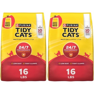 Purina Tidy Cats 24/7 Performance Clumping Cat Litter, 38 lb Box | Clean Linen scent with a slow-release deodorizer, guaranteed 10-day control(16 Pound (Pack of 2))