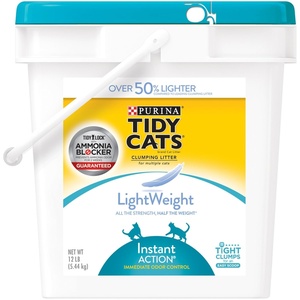 Purina Tidy Cats LightWeight 4-in-1 Strength Cat Litter, 17 lb | 99.9% dust-free formula, 21-day odor control, tight clumping for multi-cat homes, easy to carry(12.00 Pound (Pack of 1))
