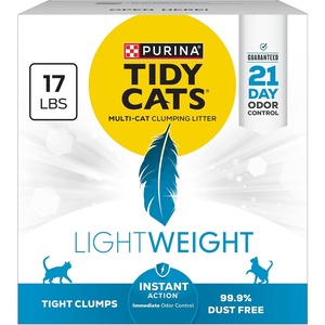 Purina Tidy Cats LightWeight Instant Action Cat Litter, 17 lb | Scented, 99.9% dust-free cat litter, 21-day odor control, tight clumping for multi-cat homes, easy to carry(17 Pound (Pack of 1))