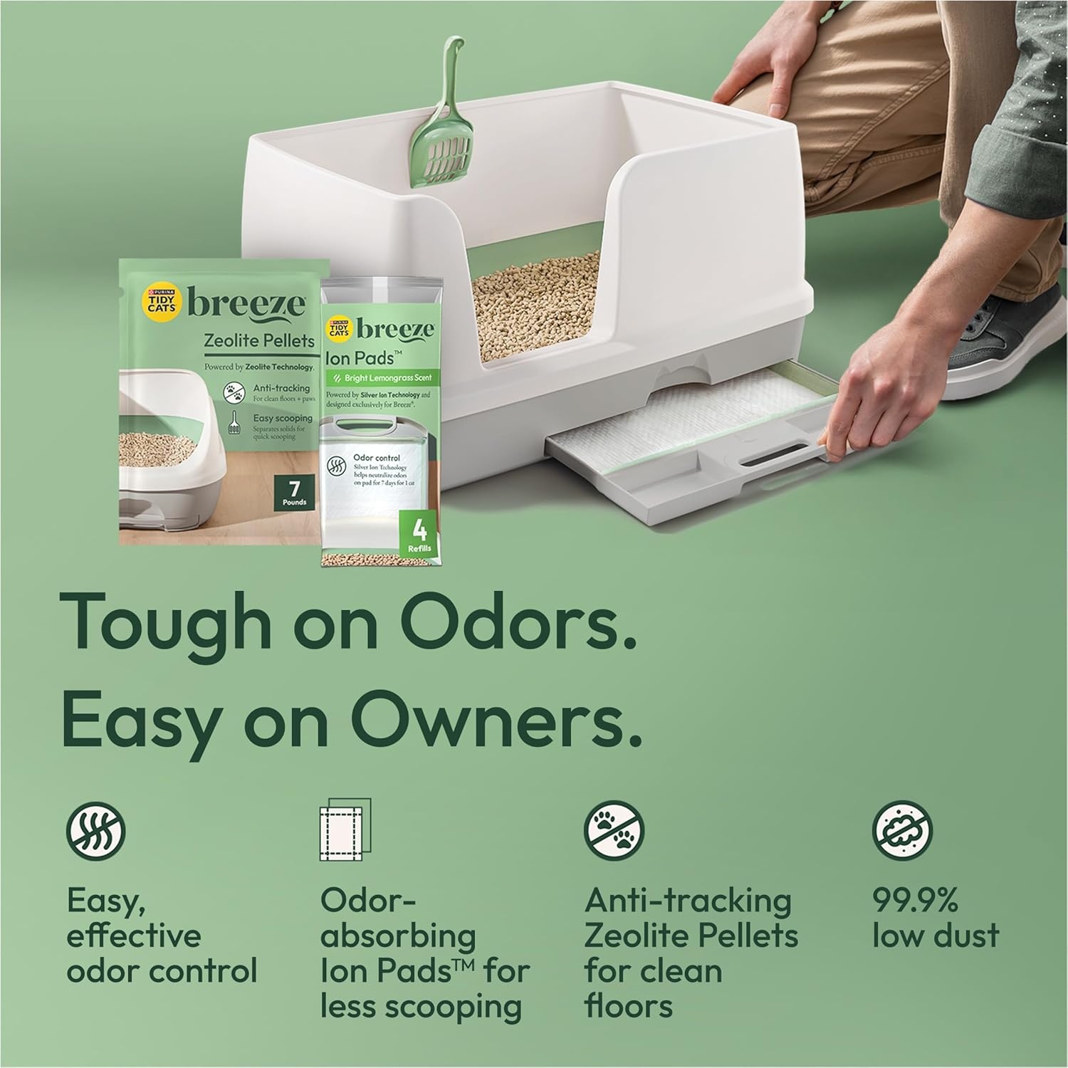 image:imagePurina Tidy Cats Breeze Litter Box System Kit with Pellet Cat Litter XL Litter Box and Litter Box PadsXL