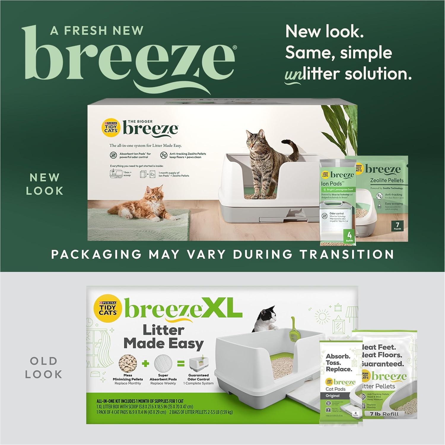 image:imagePurina Tidy Cats Breeze Litter Box System Kit with Pellet Cat Litter XL Litter Box and Litter Box PadsXL
