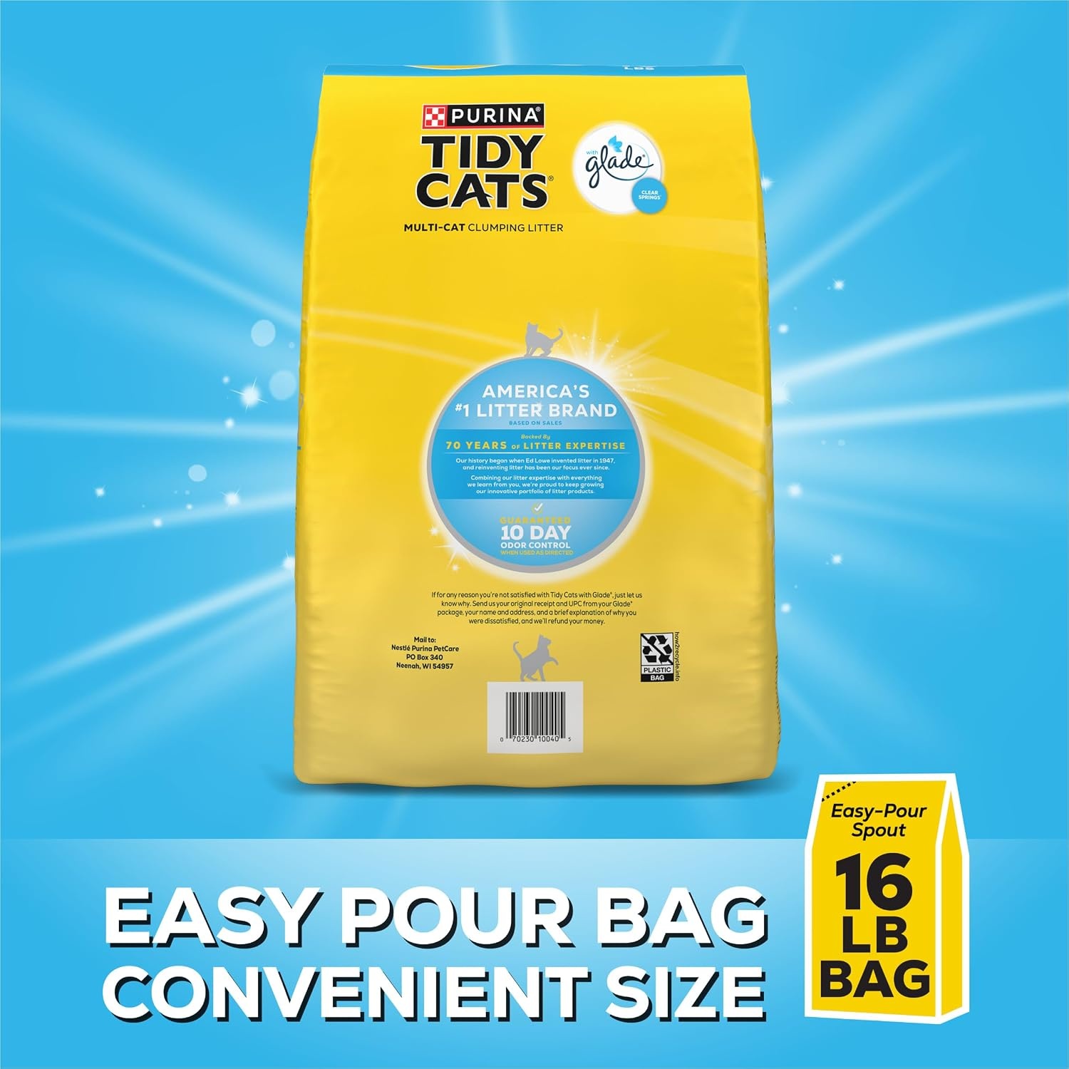 image:imagePurina Tidy Cats Clumping Multi Cat Litter Glade Clear Springs 16 lb Bag Pack of 216lb Bag Pack of 2