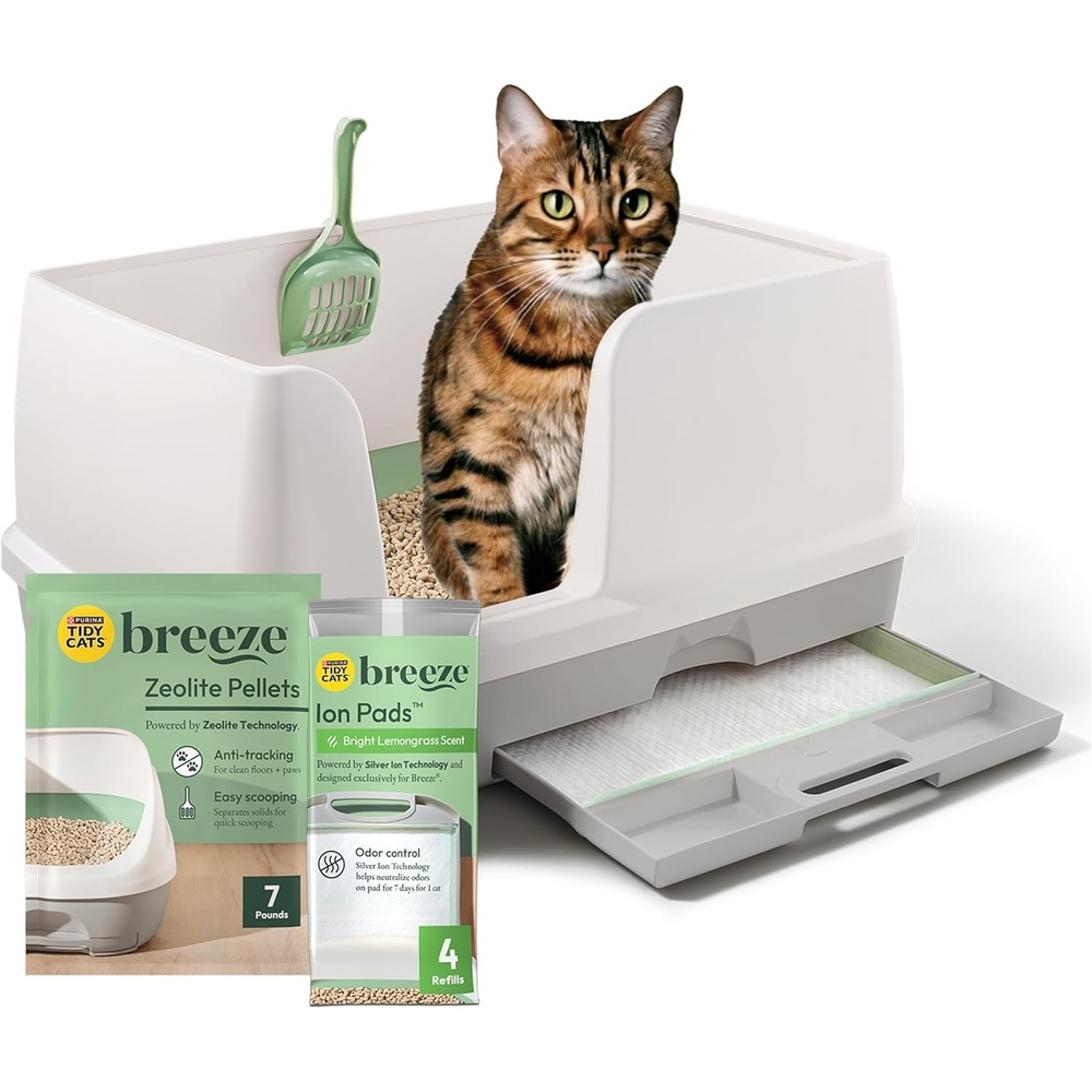image:imagePurina Tidy Cats Breeze Litter Box System Kit with Pellet Cat Litter XL Litter Box and Litter Box PadsXL