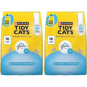 Purina Tidy Cats Clumping Multi Cat Litter, Glade Clear Springs – 16 lb. Bag (Pack of 2)(16lb Bag (Pack of 2))