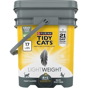 Purina Tidy Cats Light Weight, Low Dust, Clumping Cat Litter, LightWeight 4-in-1 Strength Cat Litter – (2) 8.5 lb. Jugs(17 Pound (Pack of 1))