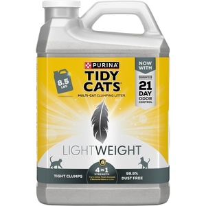 Purina Tidy Cats Light Weight, Low Dust, Clumping Cat Litter, LightWeight 4-in-1 Strength Cat Litter – (2) 8.5 lb. Jugs(8.5 Pound (Pack of 2))