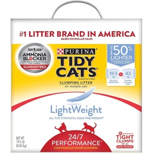 Purina Tidy Cats Light Weight, Low Dust, Clumping Cat Litter, Lightweight 24/7 Performance Multi Cat Litter – 19.5 lb. Box(19.5 lb.)