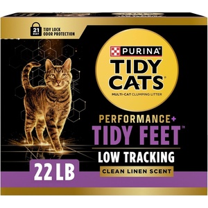 Purina Tidy Cats Tidy Feet Clumping Low Tracking Cat Litter With Odor Control – Clean Linen Scent – 22 lb. Box