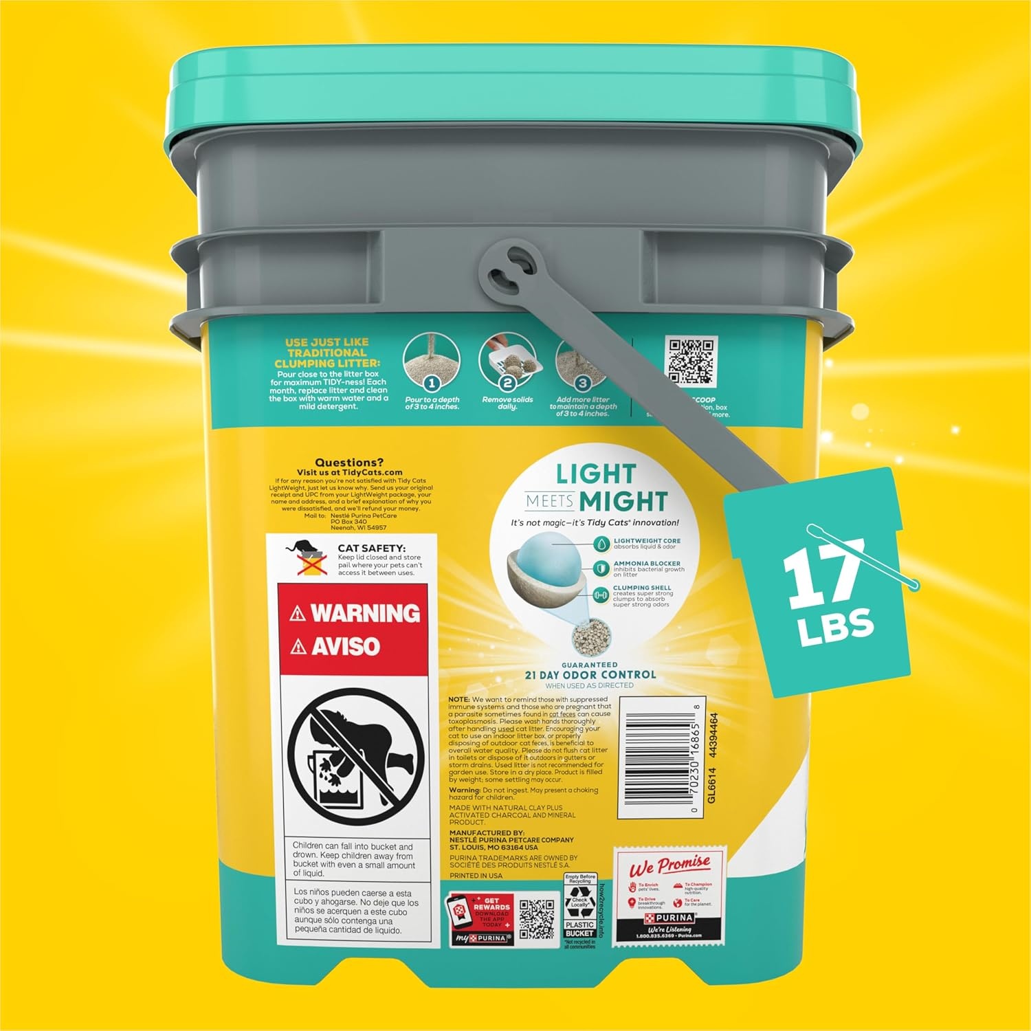 image:imagePurina Tidy Cats Cat Litter LightWeight Free and Clean Unscented 17 lb85 Pound Pack of 2