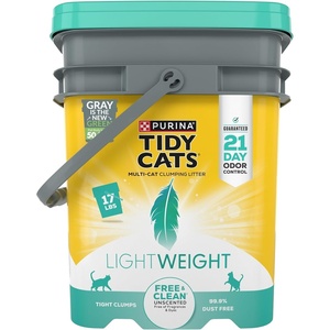 Purina Tidy Cats Cat Litter, LightWeight Free and Clean Unscented, 17 lb(8.5 Pound (Pack of 2))